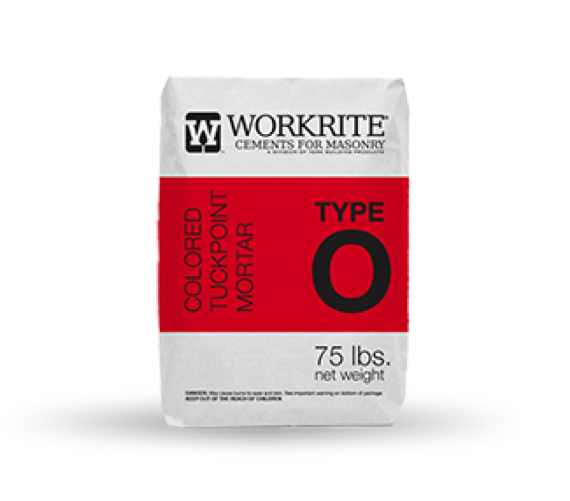 Bag of Workrite Cements Colored Tuckpointing Mortar Type O with a red and white bag