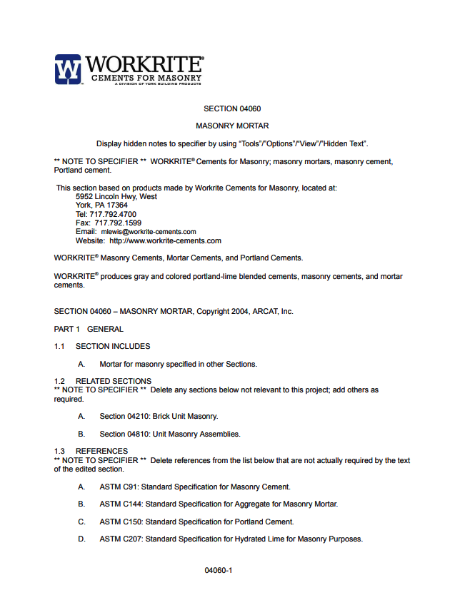 WORKRITE-General-Specifications